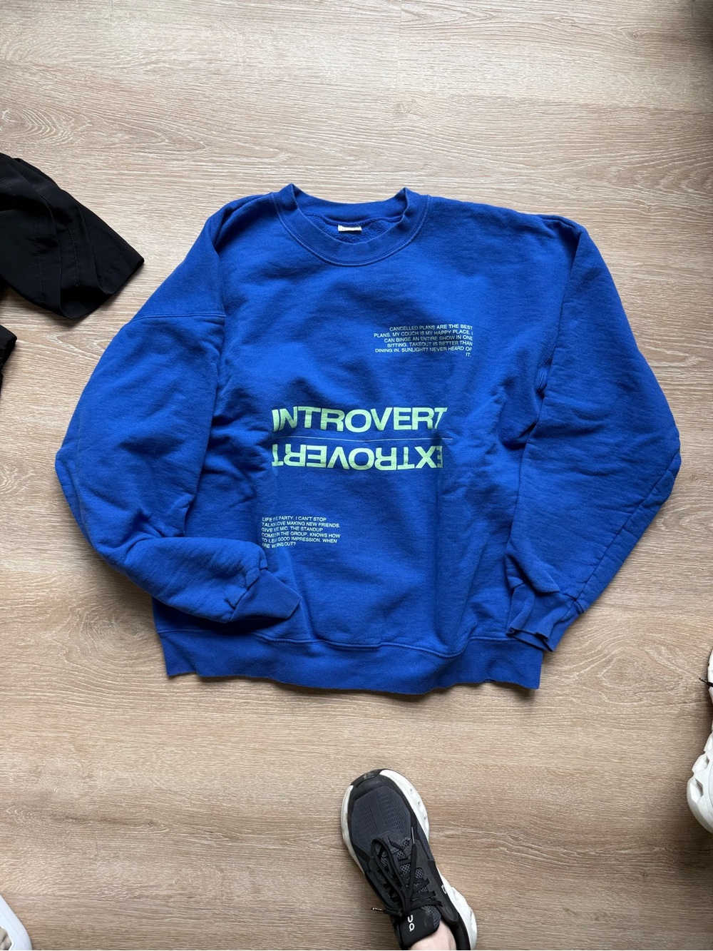 Blue "Introvert/Extrovert" Graphic Crewneck Sweater